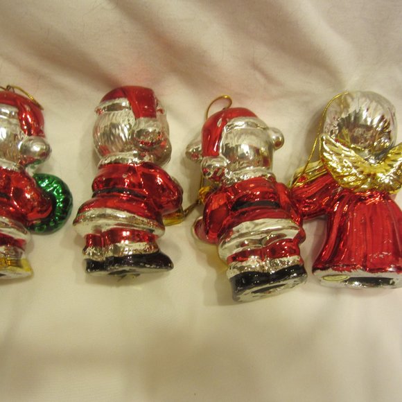 VTG 80'S METALLIC PAINTED CERAMIC ORNAMENTS, SET OF 4 - Picture 3 of 9